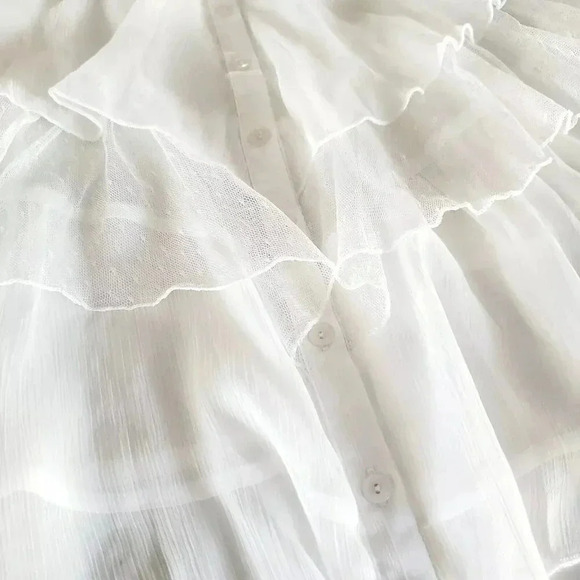 Cecico - Women's White Tufted Sheer Tank Top - Size Medium - Picture 3 of 3